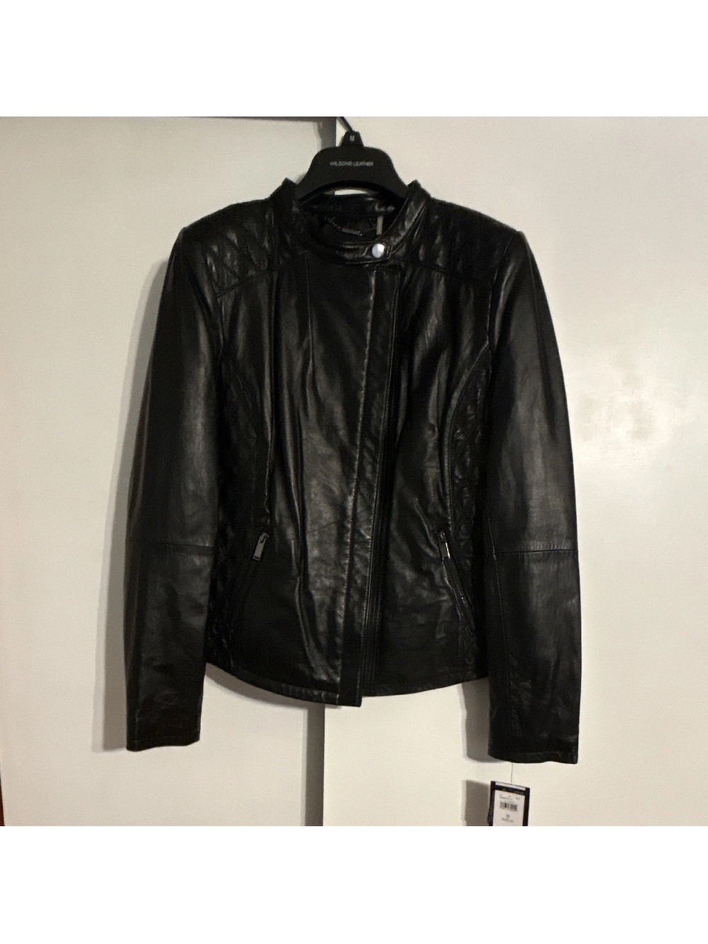 NWT Y2K Black Rivet 100% Genuine Leather Biker Jacket - Women's